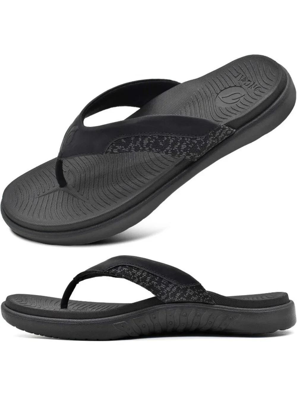 Men's Black Flip Flop Open Toe Athletic Orthotic Fasciitis Sport Sandal Shoes